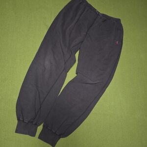 Ralph Lauren Black Jogger Sweatpants with Red Polo Accent